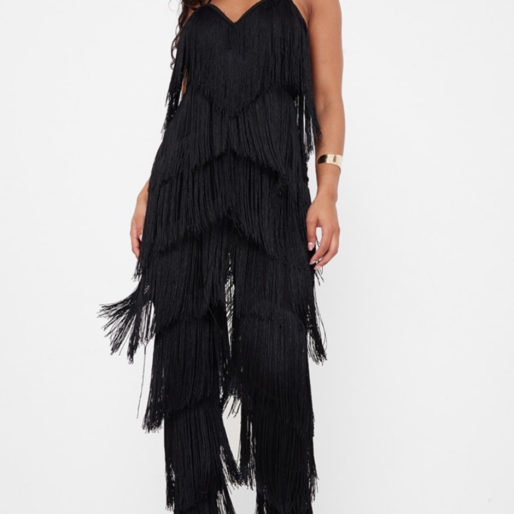 PLT Black Tassel Jumpsuit